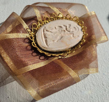 Load image into Gallery viewer, French Vintage Ribbon and Intaglio Brooch
